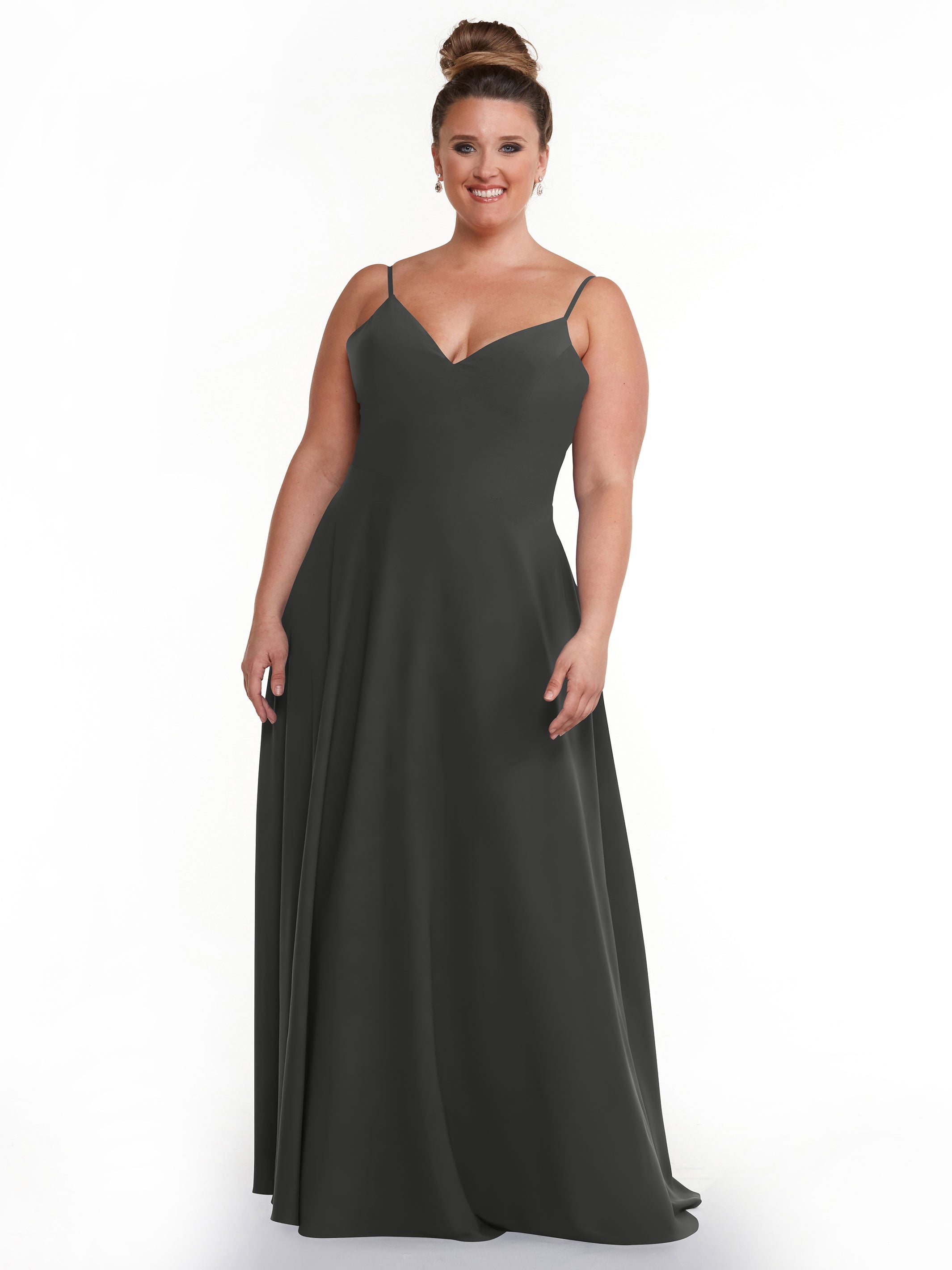 Elegant 83012 Flowy Stretch Chiffon A-Line Bridesmaid Dress with V-Neckline - Perfect for Weddings, Formal Events & Special Occasions