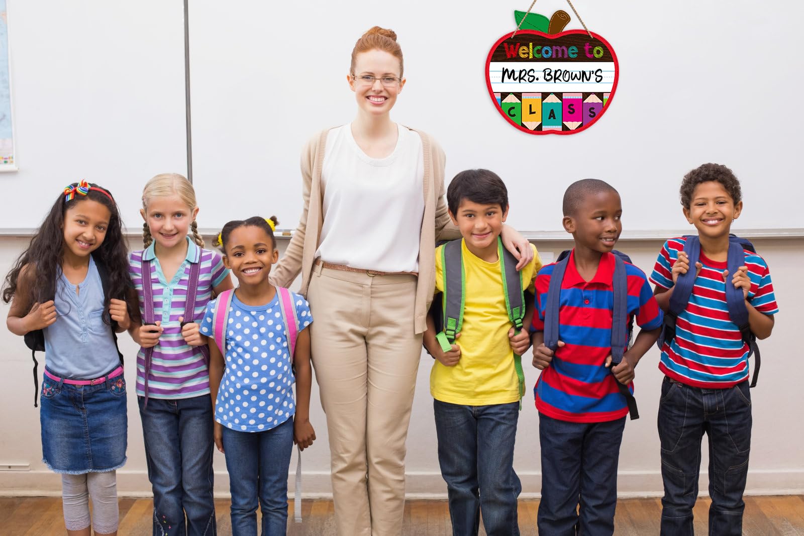 Personalized Apple-Shaped Welcome Sign for Classroom Door - 11.3