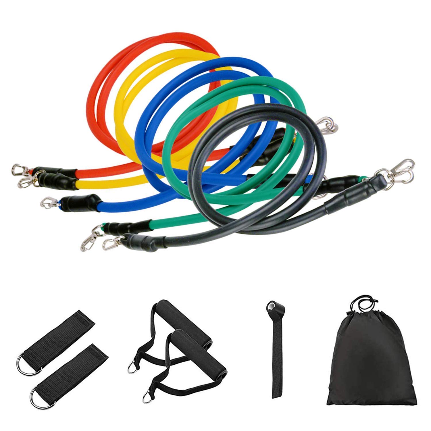 Premium 5-Piece Home Gym Resistance Band Set with Handles, Door Anchor & Ankle Straps - Portable Workout Bands for Strength Training, Physical Therapy - Ideal for Home Workouts, Travel Fitness & Gym Training (Men & Women)