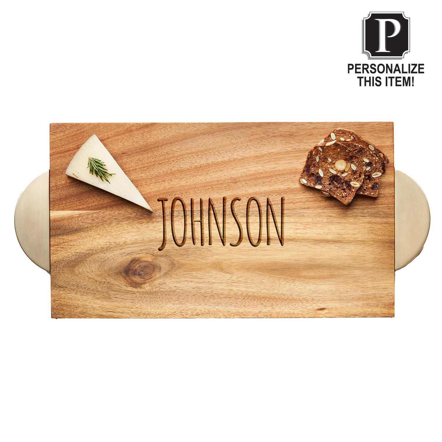 Personalized Acacia Modern Rectangle Tray 14x8 Inches - Perfect for Home Decor, Dining Table Centerpiece & Gift Giving