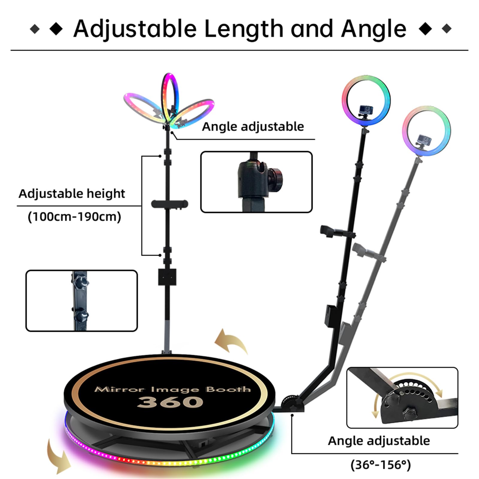 360 Photo Booth Machine with Flight Case - Remote Control Automatic Slow Motion 360 Spin Camera with LED Ring Light | Free Custom Logo | Fits 1-5 People | Perfect for Weddings, Parties, Events & Commercial Photography