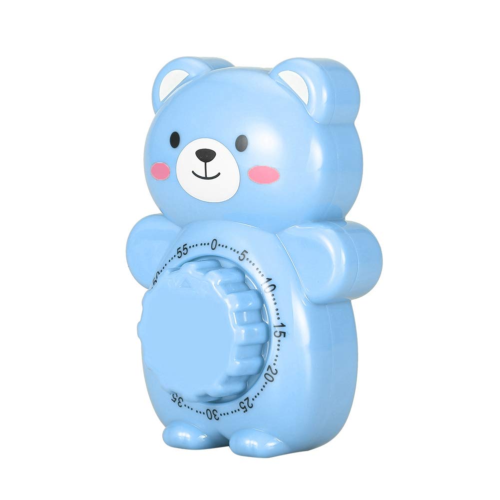 Cute Bear Mechanical Kitchen Timer - Blue for Baking & Cooking