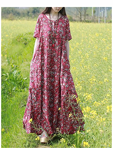 Women's Floral Print Maxi Shirt Dress - Cotton Bohemian Beach Dress for Summer | Perfect for Vacations, Pool Parties & Casual Outings