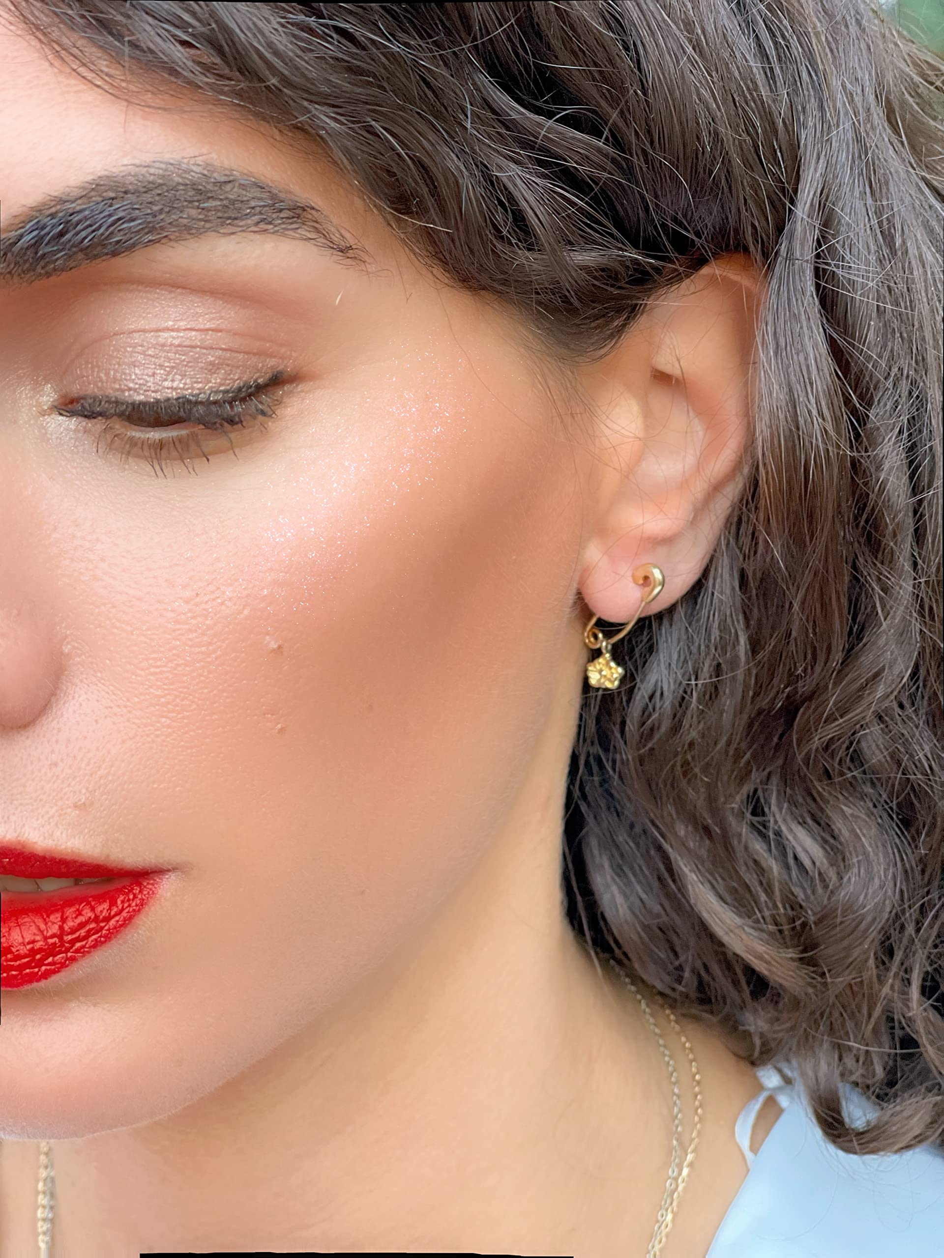 Monte Christo Safety Pin Charm Earring - 14K Gold Plated Single Earring for Women | Unique Hoop & Pyramid Design | Made in USA Rose Gold Jewelry | Perfect Gift for Birthdays, Parties & Everyday Wear