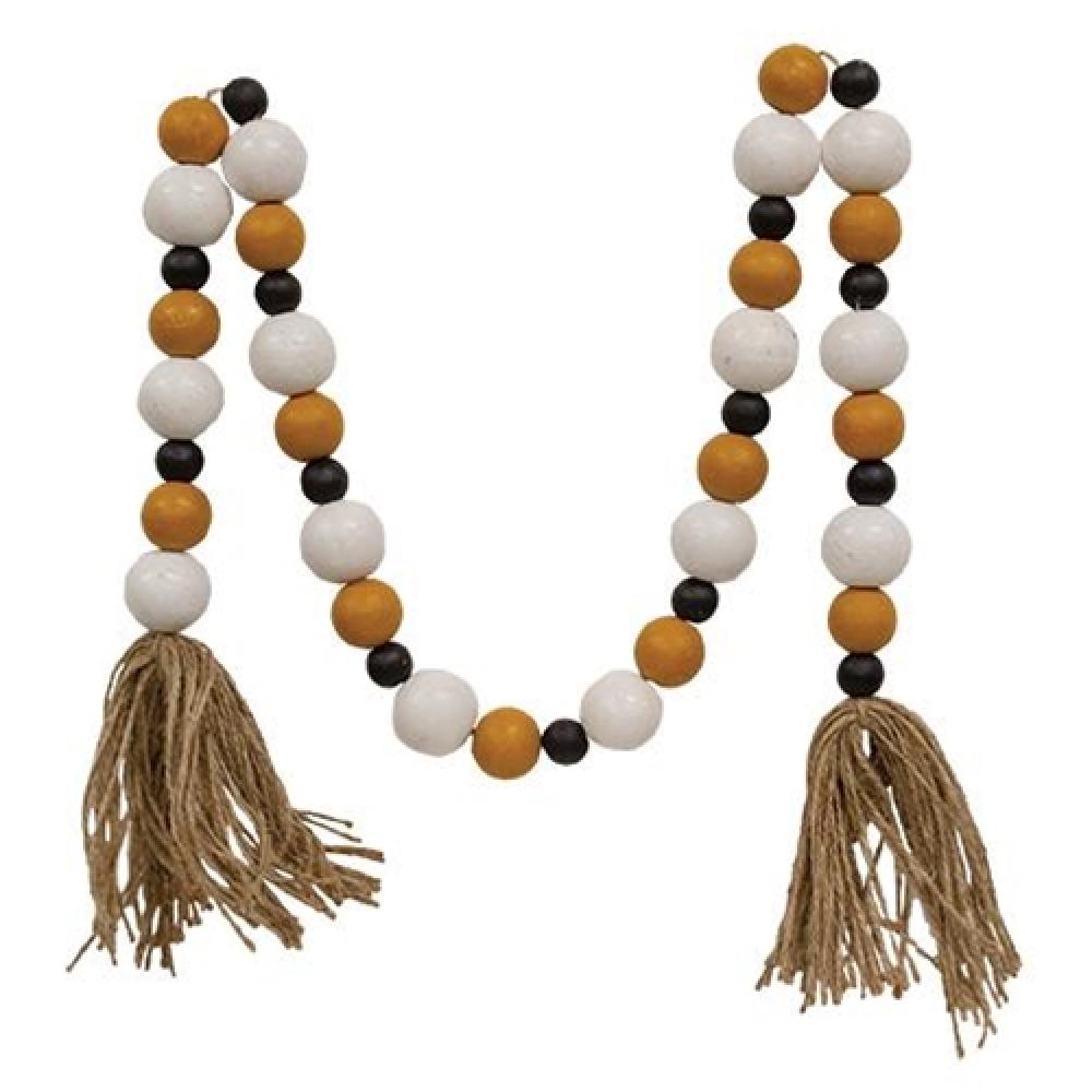 Black Orange & White Beaded Garland - 12ft Party Decor for Christmas, Halloween, Wedding & Home Decoration - Perfect for Tree Trimming, Wall Hanging & Table Centerpieces