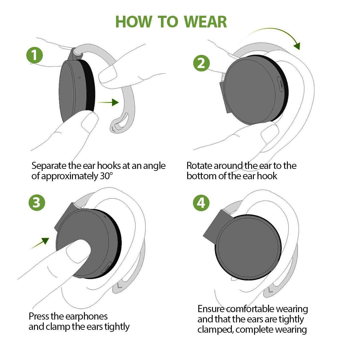 Bluetooth 5.3 Wireless On-Ear Clip Headphones with Ear Hook - Open Ear Design for Comfortable All-Day Use - Perfect for Home, Office, Gym & Outdoor Activities