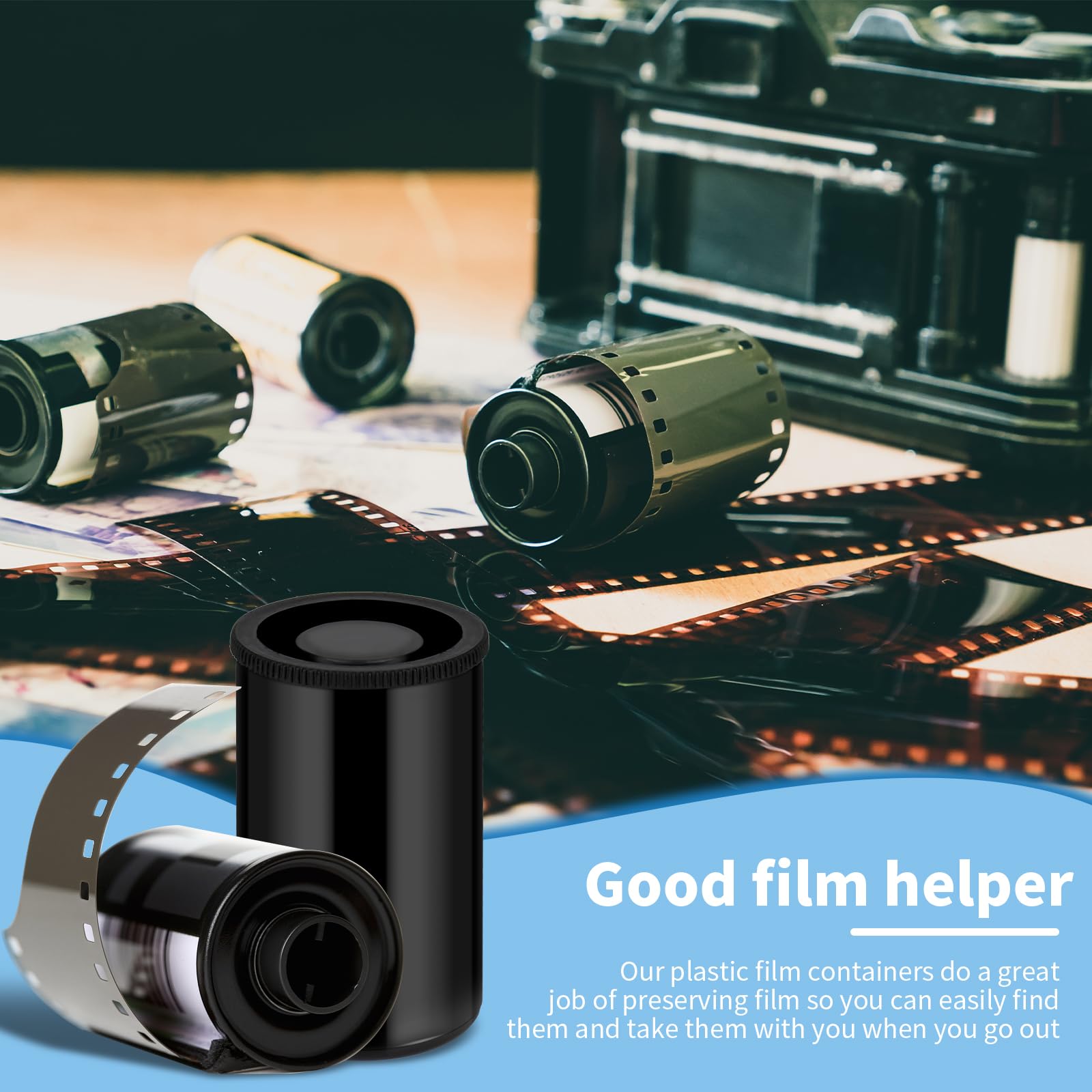 120 Pieces 35mm Black Plastic Film Canisters with Lids - Empty Camera Reel Storage Containers for Small Accessories, Fishing Hooks, Coins, Art Beads & Science Experiments - Perfect for Photography, Crafting & DIY Projects