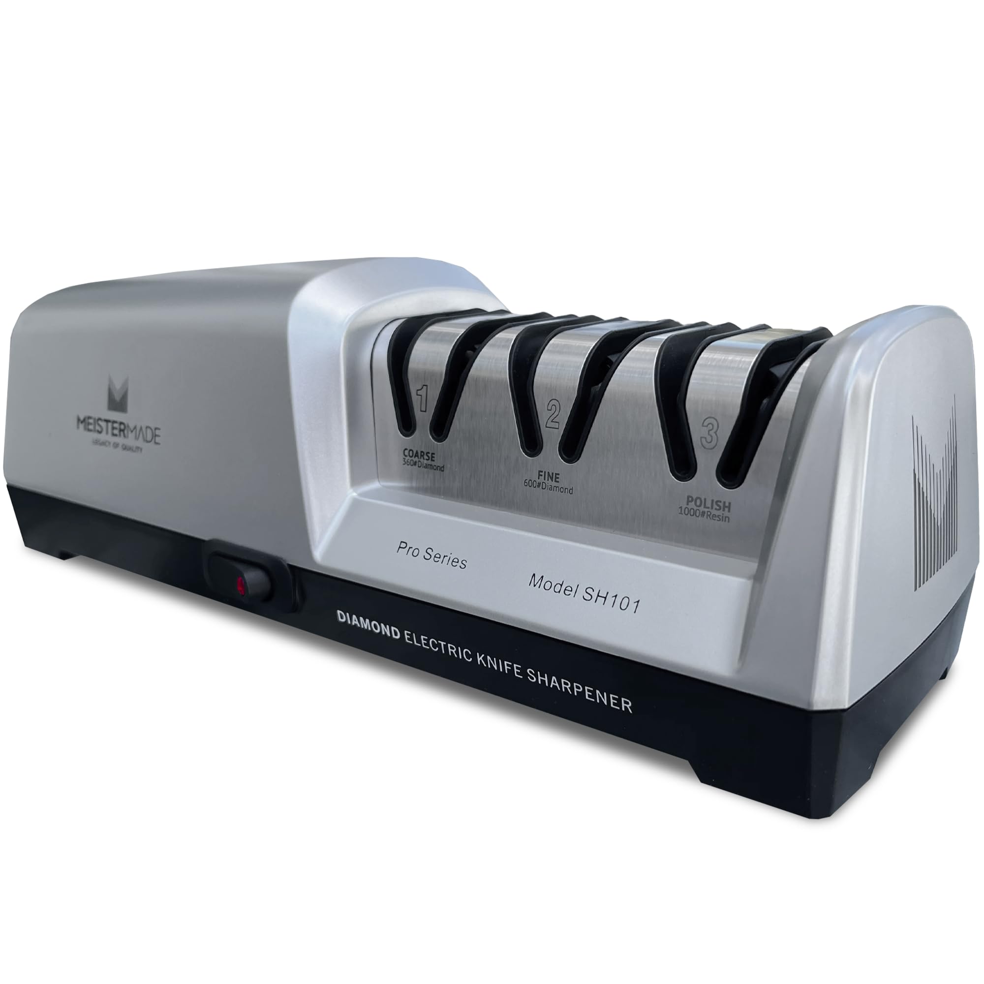 Electric Knife Sharpener Pro Series - 3-Stage Professional Knife Sharpener with 100% Diamond Abrasives - Super Quiet Electric Knife Sharpener for All Kitchen Knives - Perfect for Home Chefs & Professional Kitchens