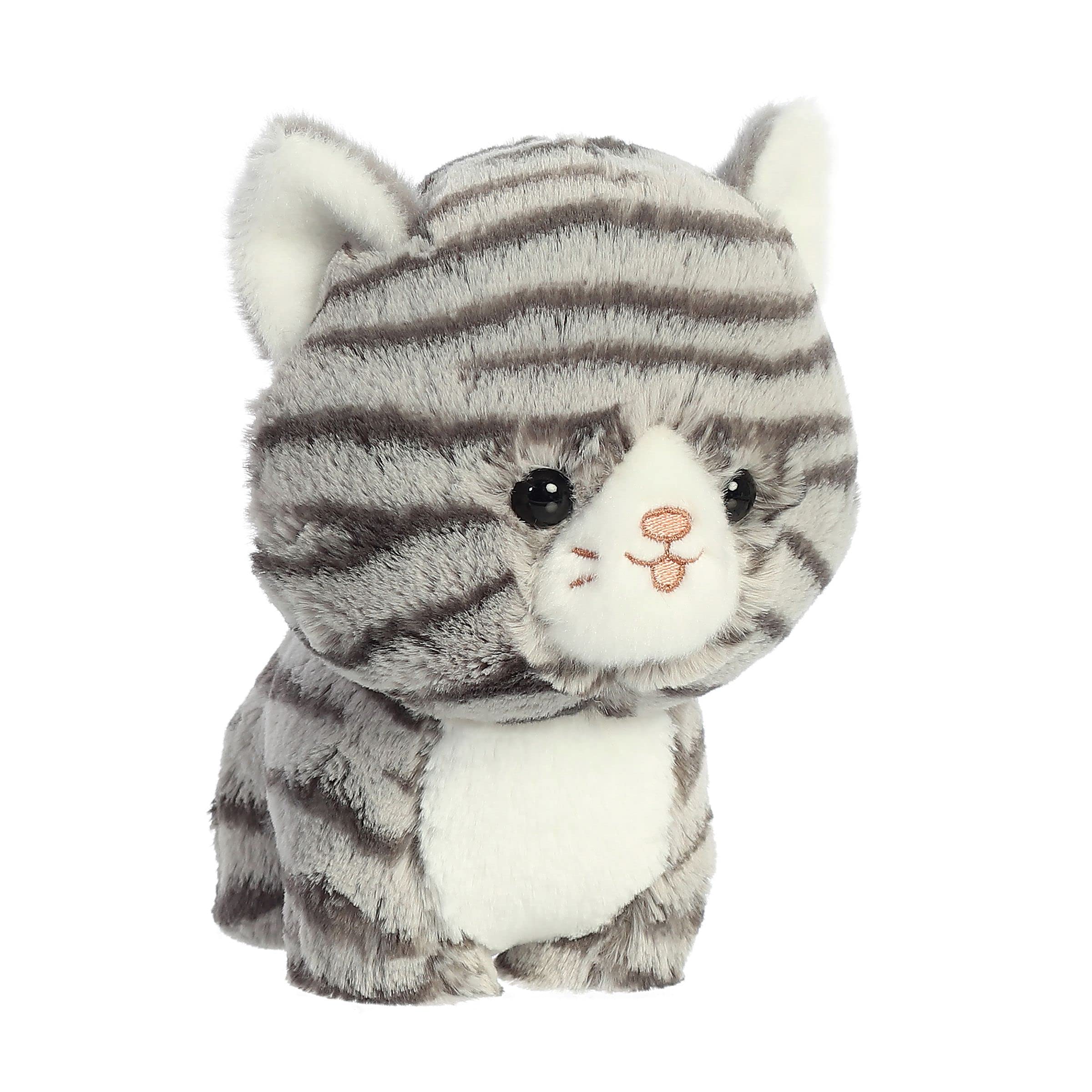 Playful Teddy Tabby Stuffed Animal - Grey 6.5