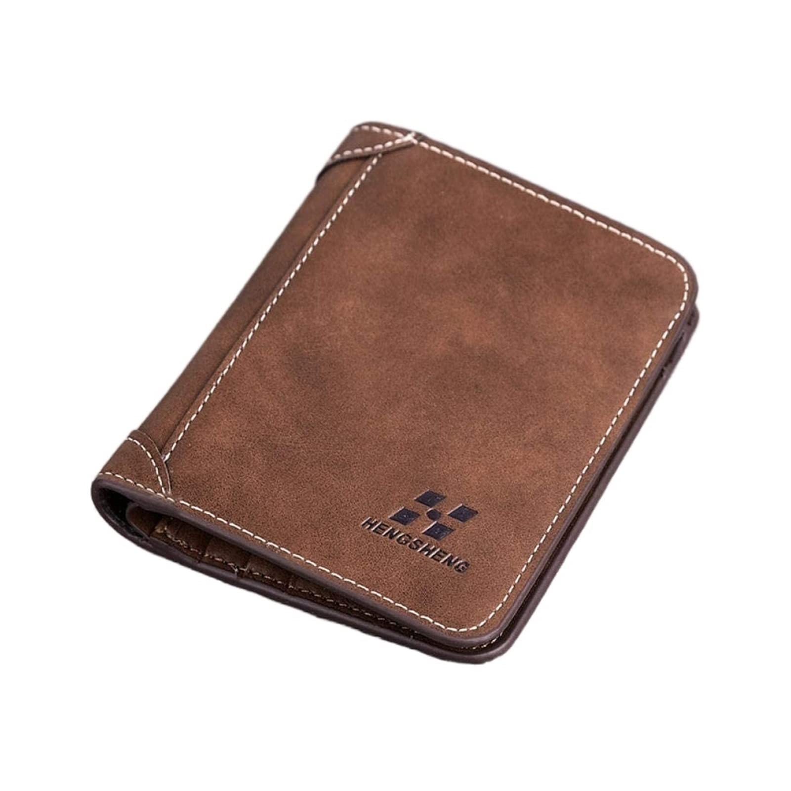 XORS Men's Leather Wallet - Slim Tri-Fold Design with Multiple Card Slots & ID Window - Frosted Retro Style for Everyday Use & Travel