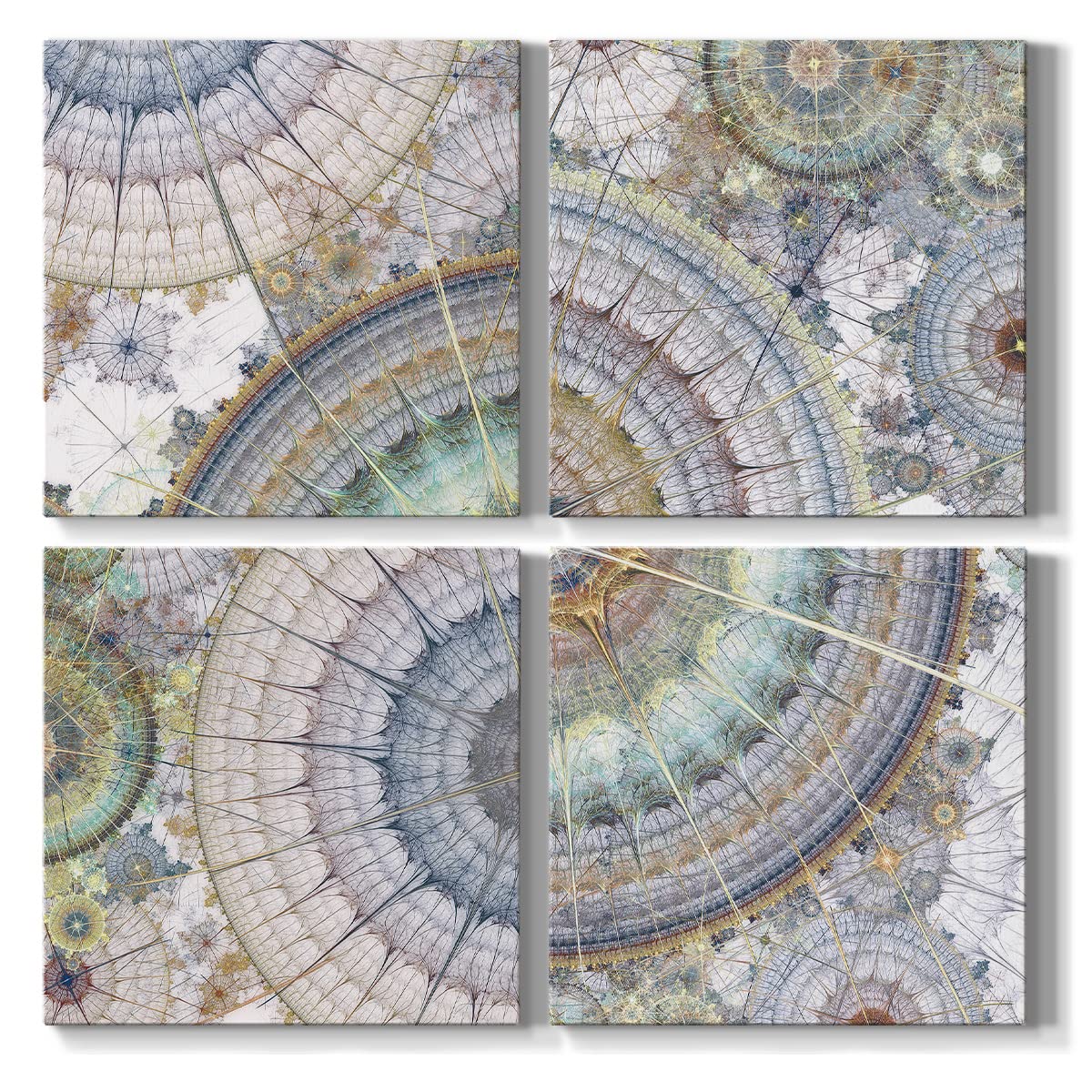 Set of 4 Modern Abstract Wall Art Paintings - 24x24 Inches Purple Canvas Prints for Living Room, Office & Bedroom Decor - Contemporary Home & Office Wall Decorations