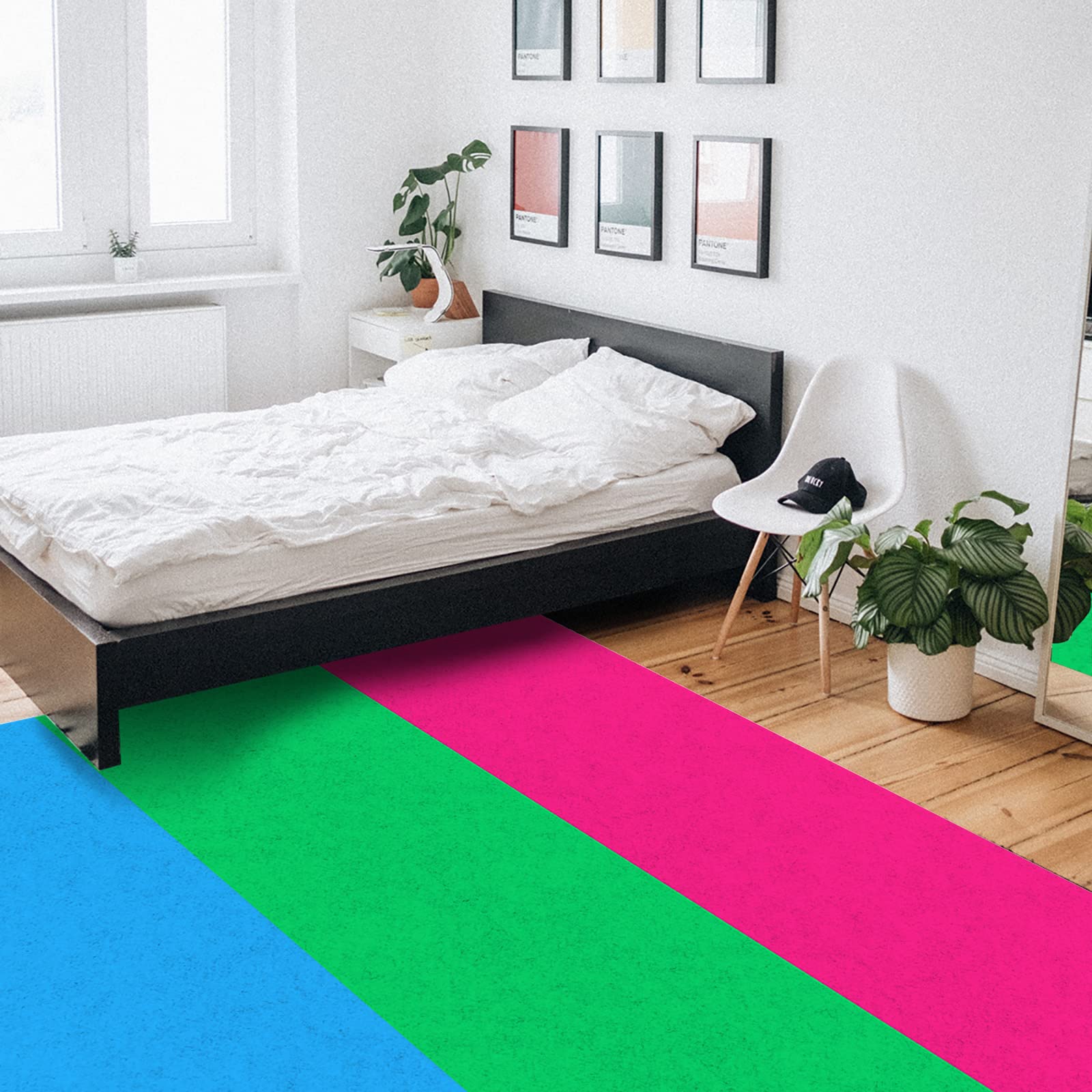 5x7ft Large Non-Slip Area Rugs - Pride LGBT Polysexual Flag Design for Living Room, Bedroom, Hallway - Indoor/Outdoor Rainbow Decor Runner Carpet - Perfect for Nursery, Dorm, Office & LGBTQ+ Events