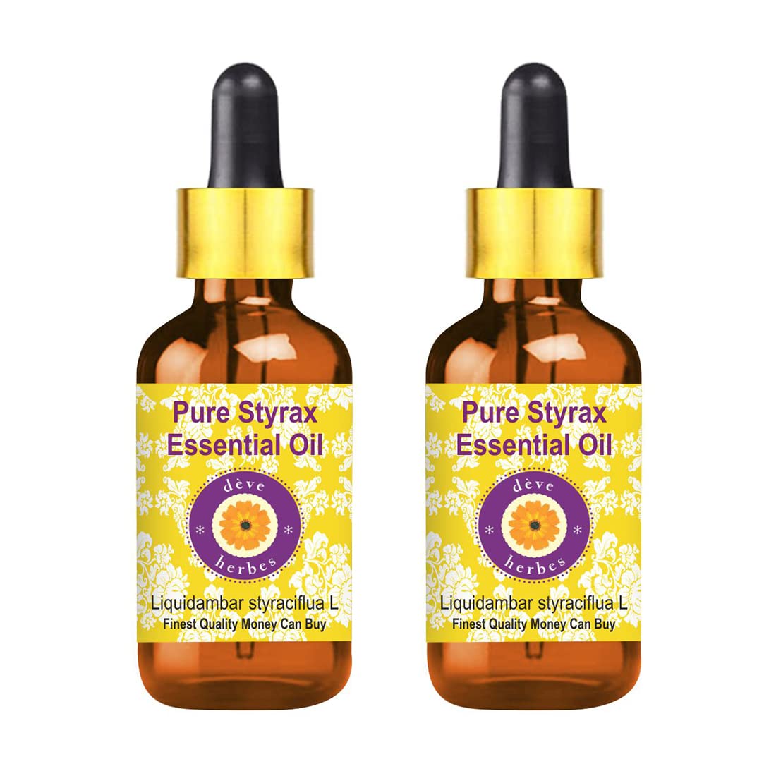 Pure Styrax Essential Oil (Liquidambar Styraciflua) - 100% Natural Steam Distilled with Glass Dropper - 2 Pack (100ml Each, 6.76oz) - Aromatherapy, Relaxation & Skin Care - Perfect for Diffusers, Massage & DIY Beauty Products