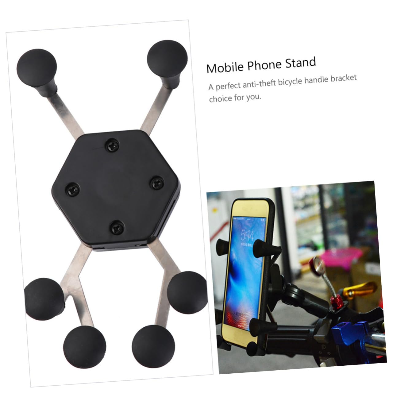 3-Pack Universal Motorcycle Phone Mount with USB Charger - Anti-Slip Hand Grip Phone Stand for Bikes, Cars & Desks - Perfect for Commuting, Road Trips & Hands-Free Charging