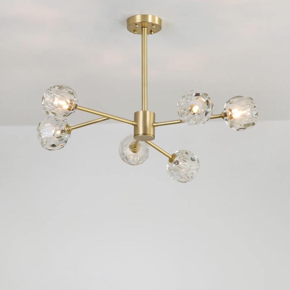 Crystal Ball Round Cluster Chandelier - Elegant Glass Sphere Ceiling Light Fixture for Dining Room, Bedroom & Living Room Decor