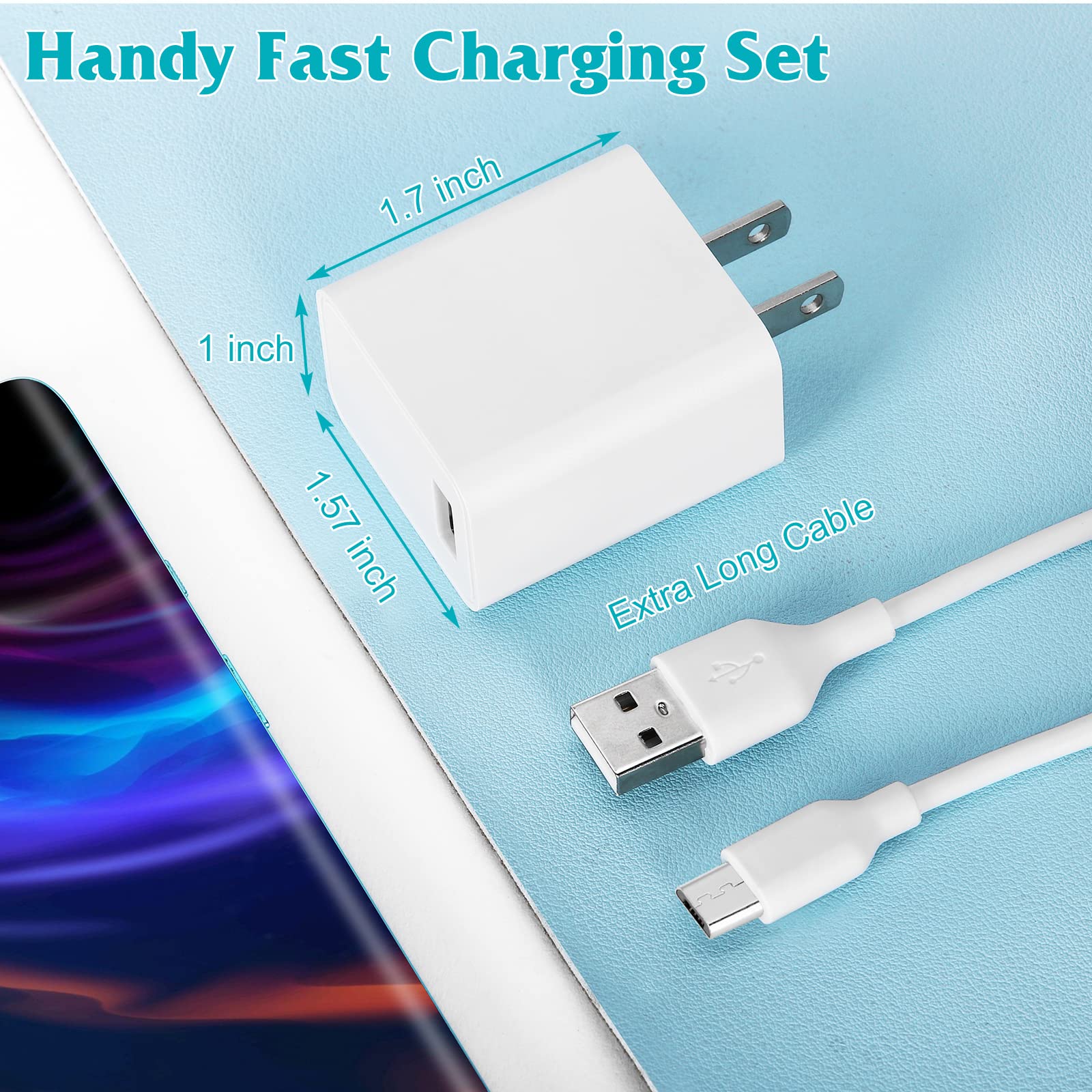 UL Listed 15W QC Fast Charging USB Wall Charger with 6ft Micro USB Cable - Quick Power Adapter for BLU G61 Smartphone | Perfect for Home, Office & Travel Charging