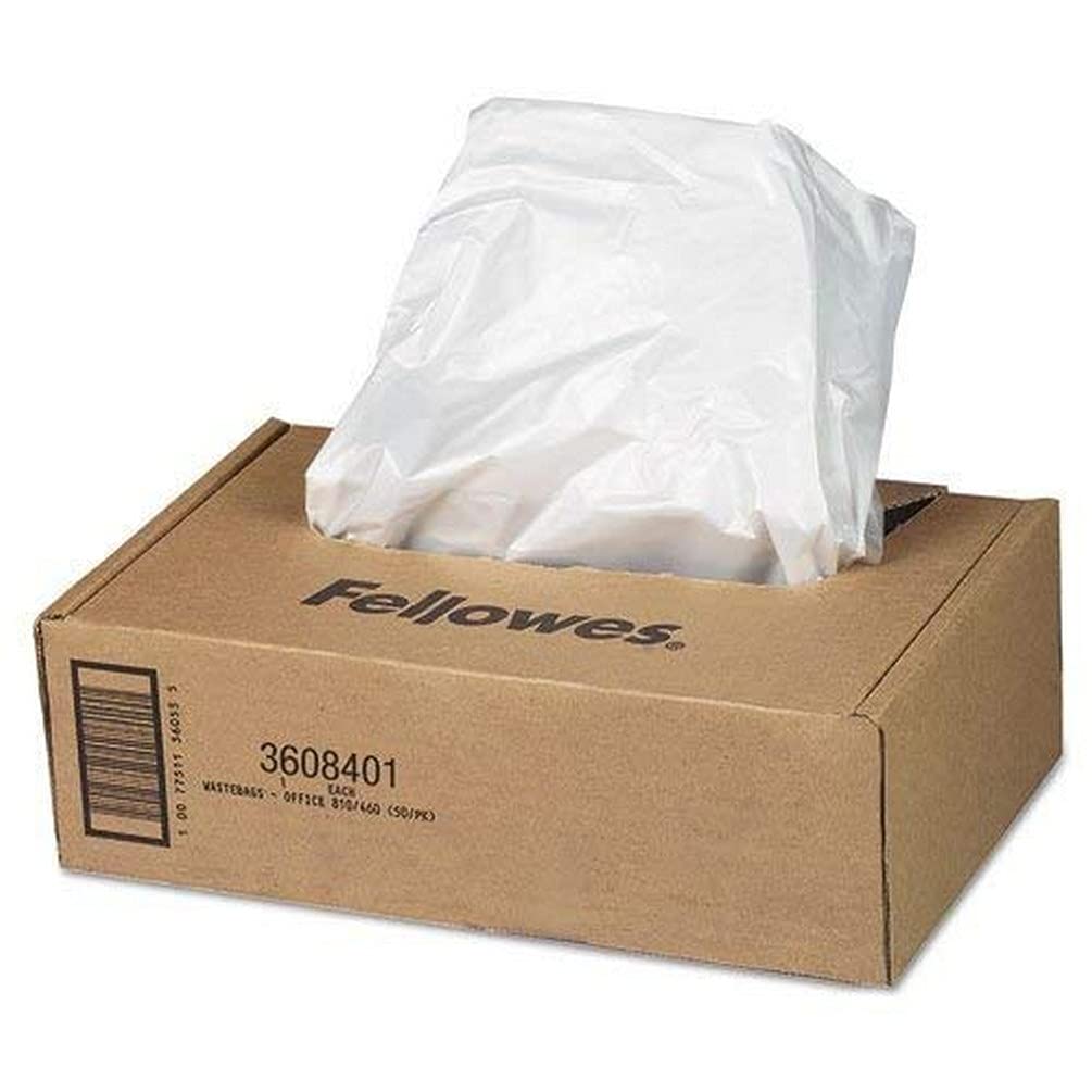 Fellowes Powershred Waste Bags for AutoMax 500C & 300C Auto Feed Shredders - 50 Bags with Ties (3608401) | Perfect for Office Paper Shredding & Document Disposal