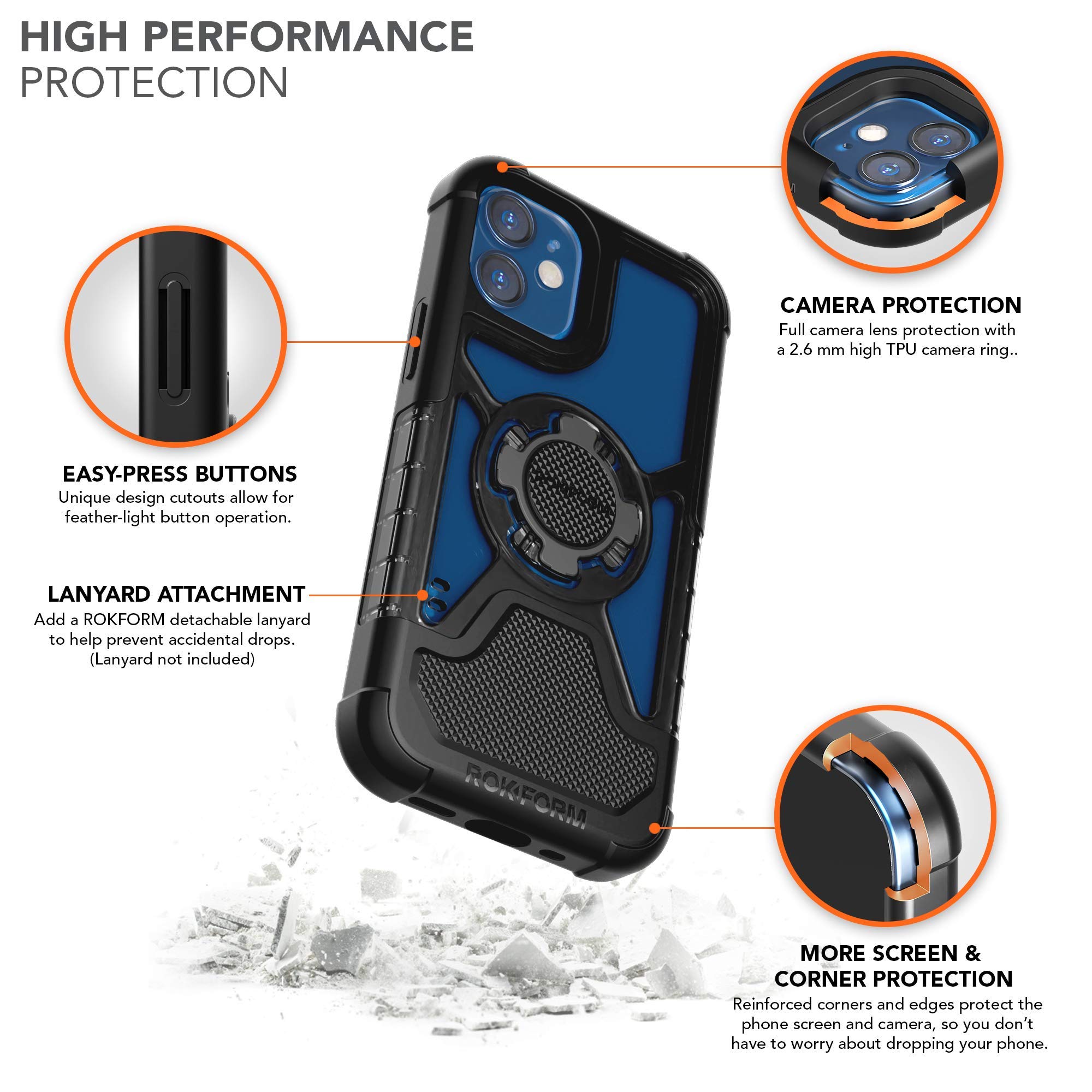 Rokform Crystal Series Slim Magnetic Clear Case for iPhone 12 Mini | RokLock Twist Lock, Dual Magnet, Drop Tested Armor | Perfect for Everyday Use, Outdoor Adventures, and Secure Handling