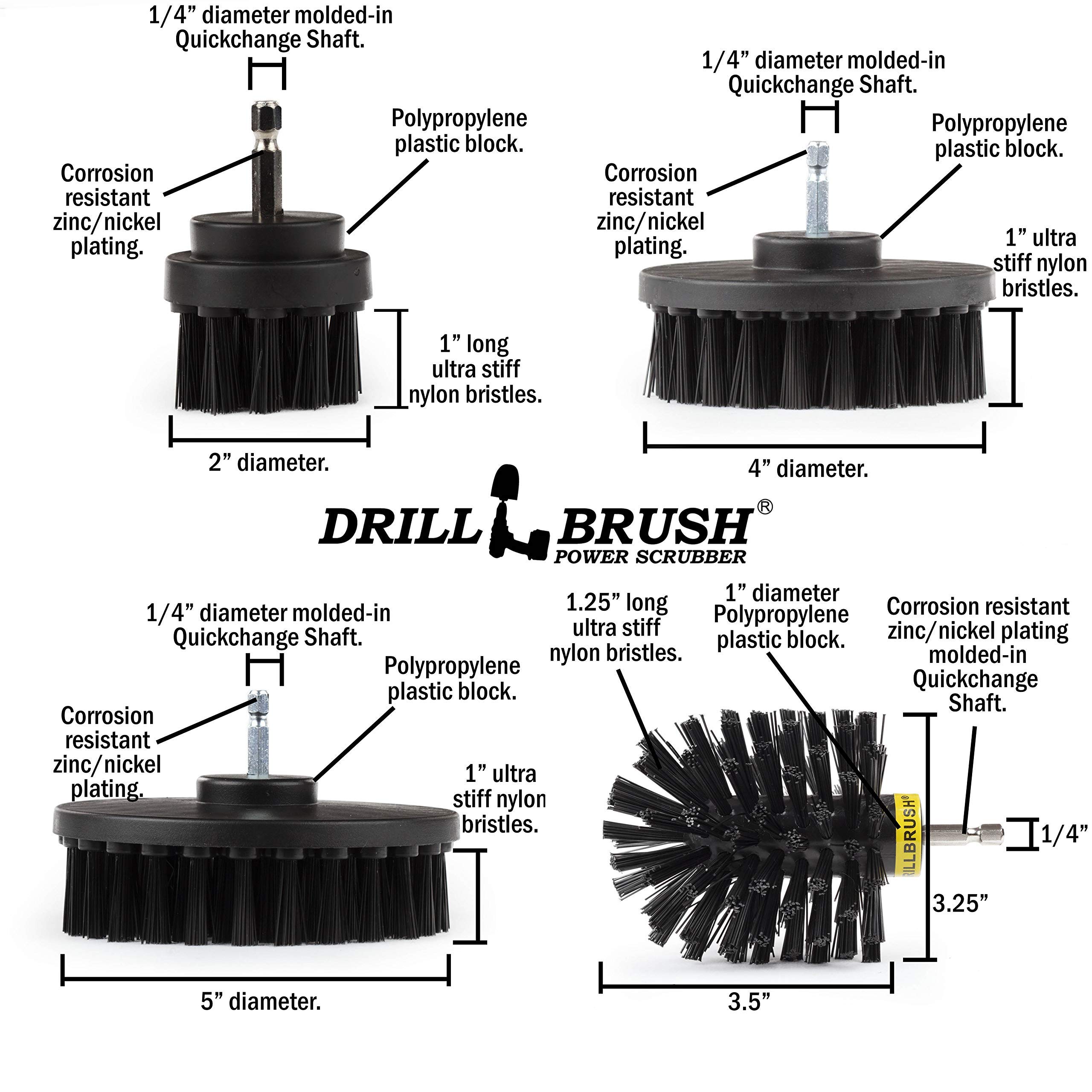 **Heavy Duty Nylon Drill Brush Set with Extension - BBQ Grill Brush, Concrete & Graffiti Cleaner - Cordless Electric Scrub Brush for Deep Cleaning - Household Cleaning Supplies for Kitchen, Bathroom & Outdoor Use**
