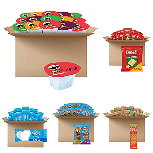 Pringles Potato Crisps Chips with Cheez-It White Cheddar | Kellogg's Baked Snack Cheese Crackers | Keebler Sandwich Crackers | Scooby-Doo Graham Cracker Snacks | Rice Krispies Treats | Perfect for Lunch Boxes, Office Snacks & Movie Nights