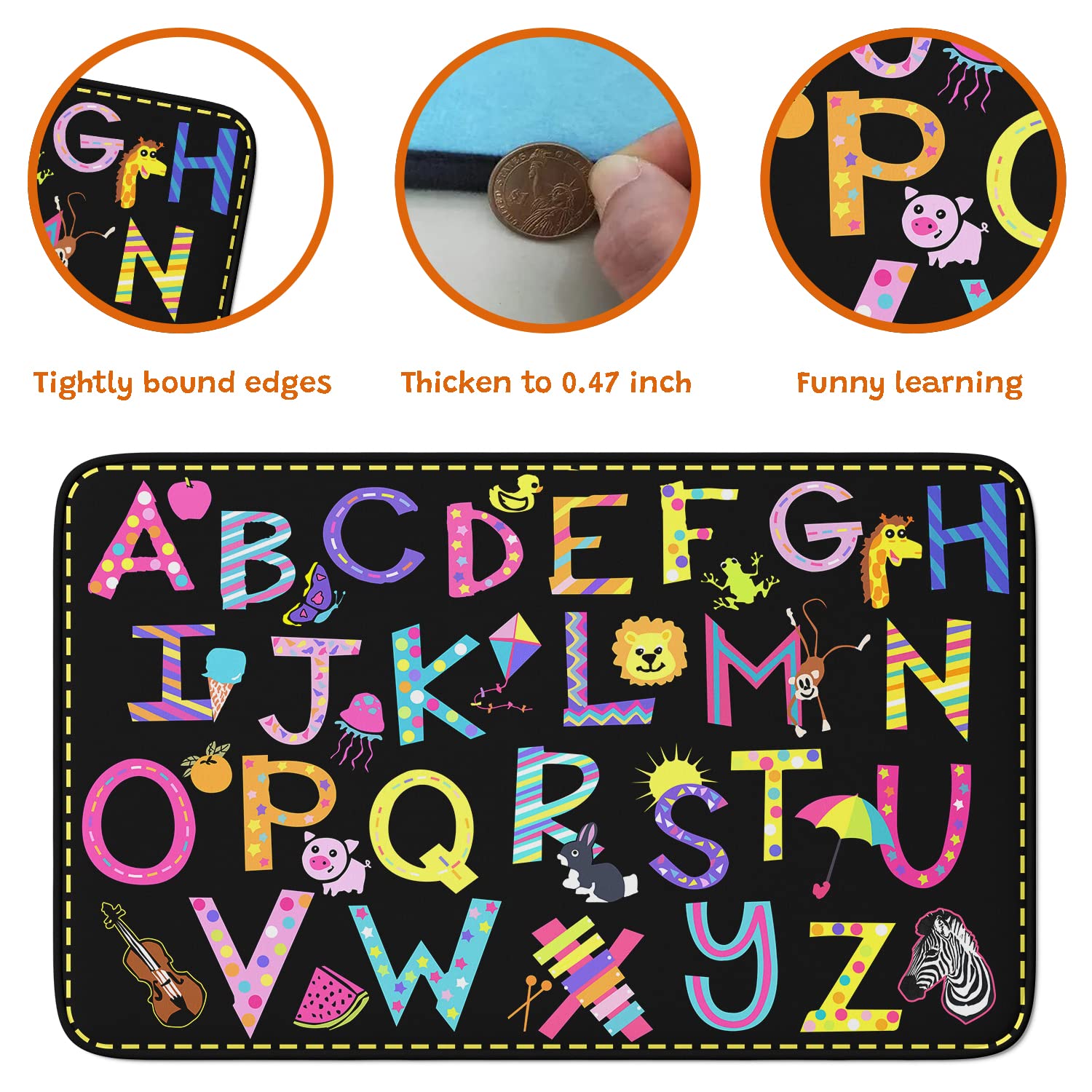 ABC Alphabet Classroom Rug for Toddlers - Large Non-Slip Educational Play Mat with Handwriting Samples | Foldable Kids Room Carpet for Learning & Play | Perfect for Preschool, Daycare & Home Schooling