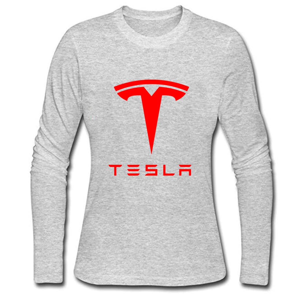 Tesla Logo Women's Long Sleeve T-Shirt - Classic Tesla Branded Cotton Tee for Casual Wear, Tech Enthusiasts & Tesla Fans