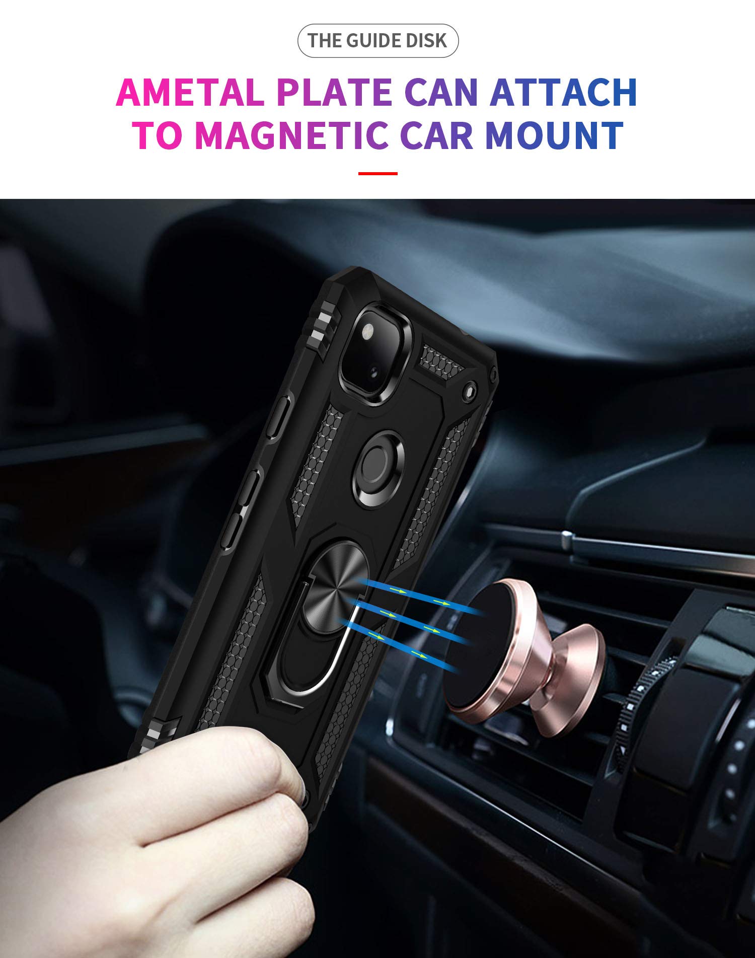 Military Grade Protective Phone Case for Google Pixel 4a 5G with Ring Car Mount & Kickstand - Shockproof Cover for Everyday Use, Travel & Outdoor Activities - Black