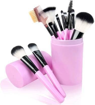 SUNISA 12-Piece Pink Makeup Brush Set with Soft Synthetic Bristles, Storage Case & 6-in-1 Makeup Sponges (19-Piece Bundle) - Perfect for Professional Makeup Artists, Beauty Enthusiasts & Travel Makeup Kits