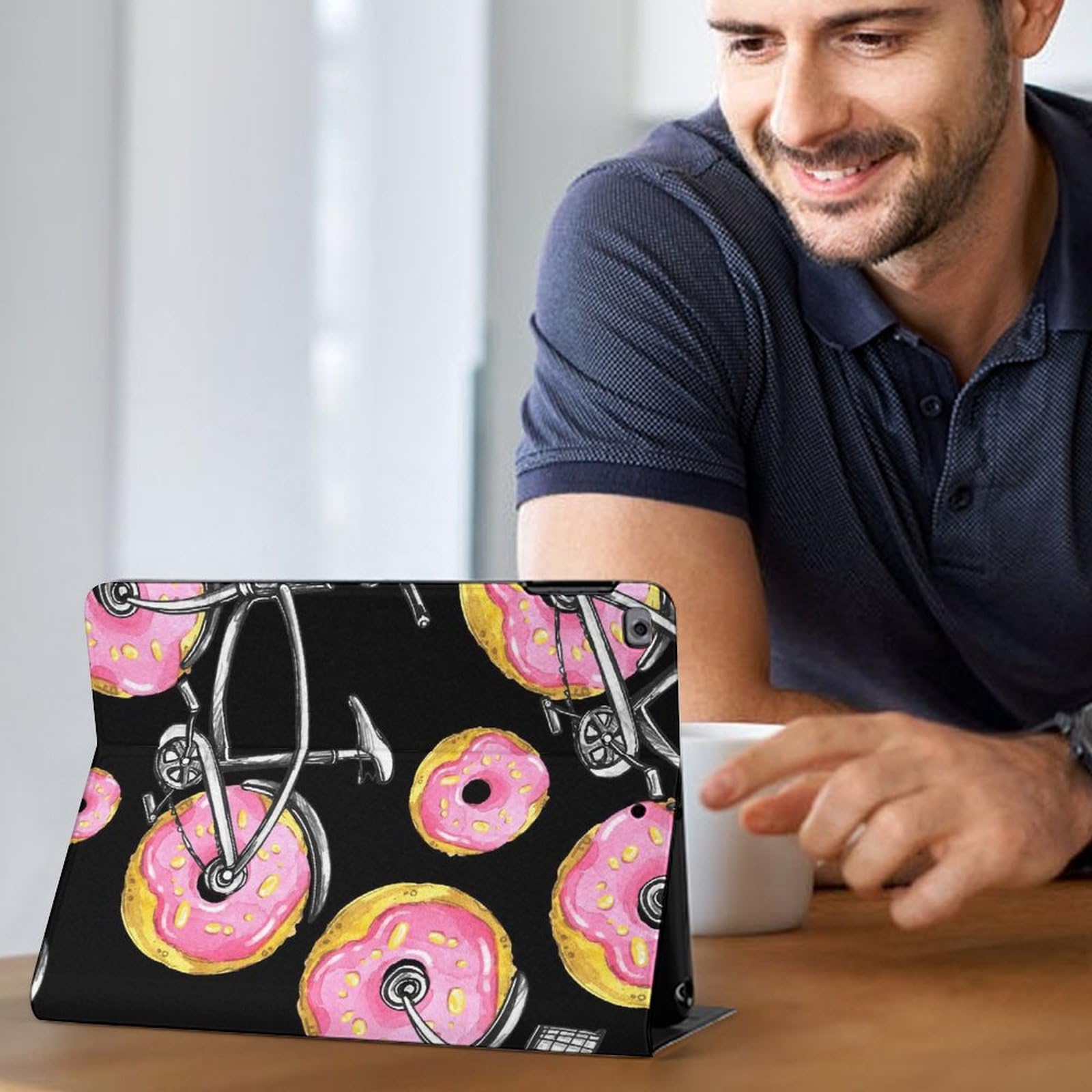 Shockproof Waterproof iPad Case Compatible with iPad 2017/2018/Air1/Air2 (9.7 Inch) - Slim Protective Cover with Donut Wheels Design & Stand Feature for Home, Office, and Travel Use