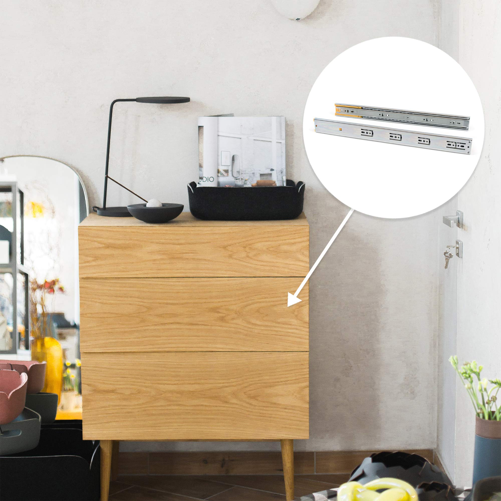45mm x 300mm Ball Bearing Drawer Slides - 5 Pairs Full Extension Soft Close Drawer Runners for Kitchen Cabinets, Office Furniture & DIY Projects