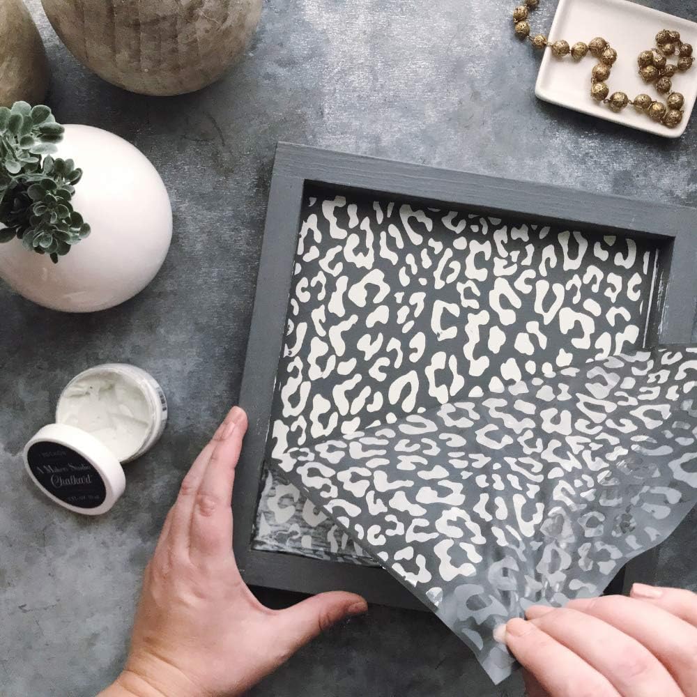 Reusable Adhesive Mesh Stencil Sheets for DIY Arts & Crafts - Cheetah Print (8.5