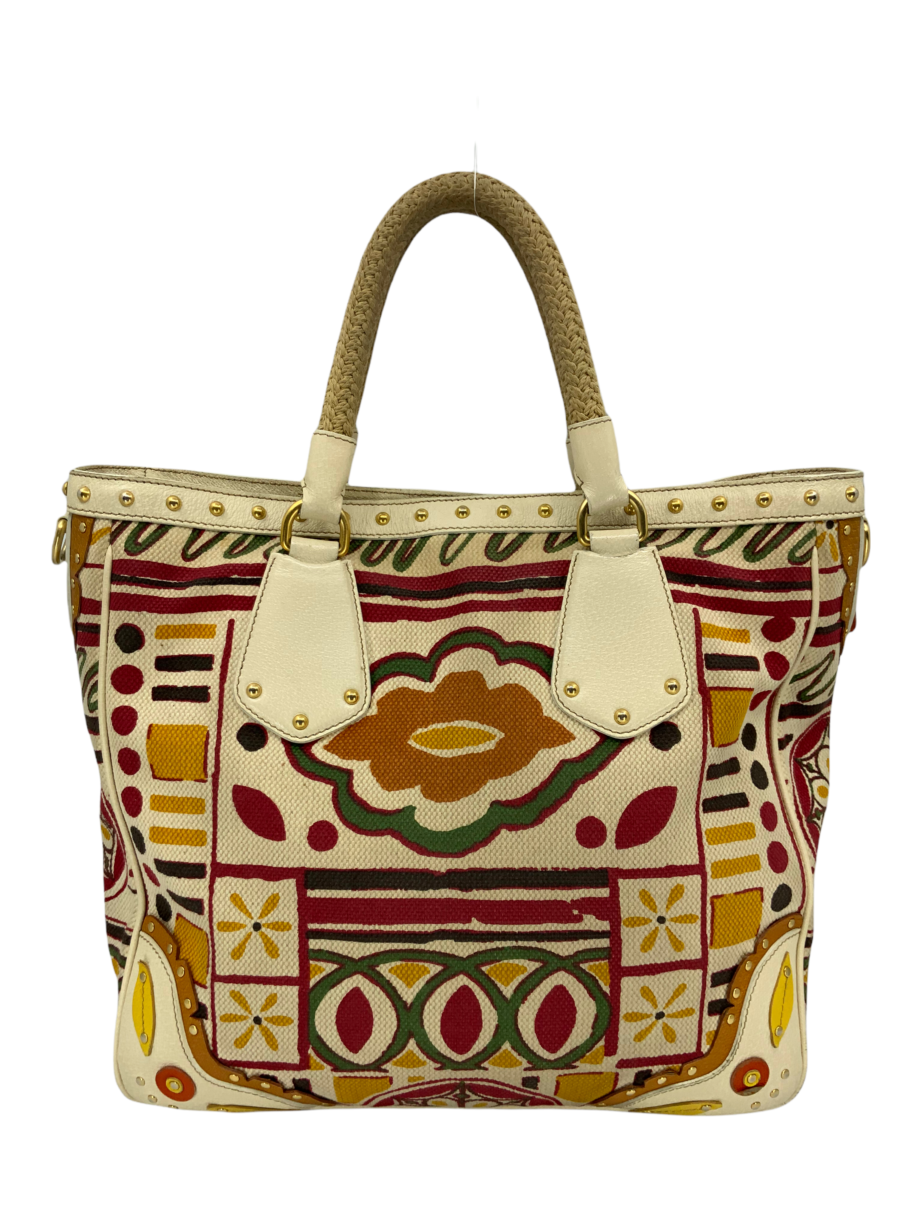 PRADA Canapa Stampada Logo Large Tote Bag for Women - Luxury Designer Handbag for Work, Travel & Shopping - Stylish Canvas Shoulder Bag with Signature Logo Print