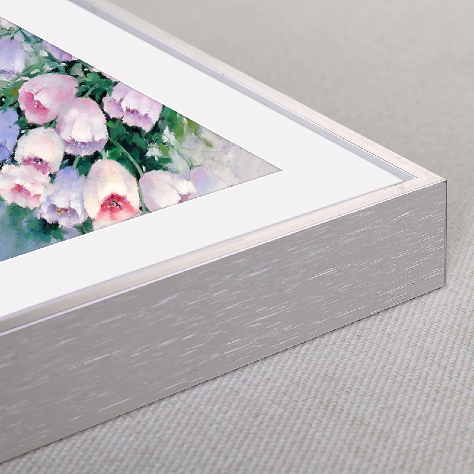 MEYYY 38x53cm Silver Aluminum Metal Photo Frame - Wall Mounted Display Frame for Pictures, Posters & Certificates - Square Corner Clip Design for Home, Office & Gallery Decor