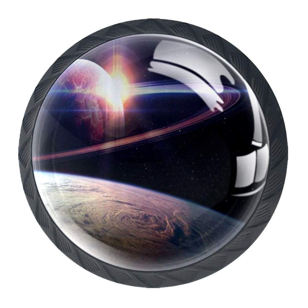 Space Saturn Cabinet Knobs - 4 Pack Drawer Handles for Kitchen & Dresser