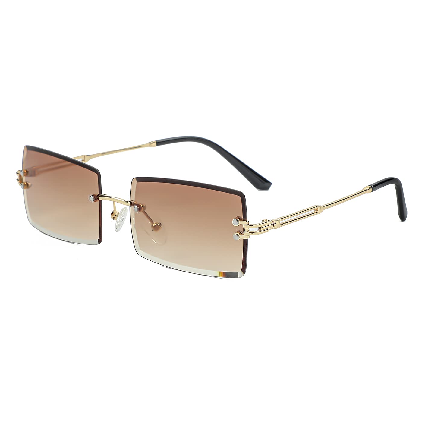 Stylish Rimless Rectangle Sunglasses for Women & Men - UV400 Protection Polarized Lenses - Trendy Frameless Eyewear for Driving, Beach, and Outdoor Activities