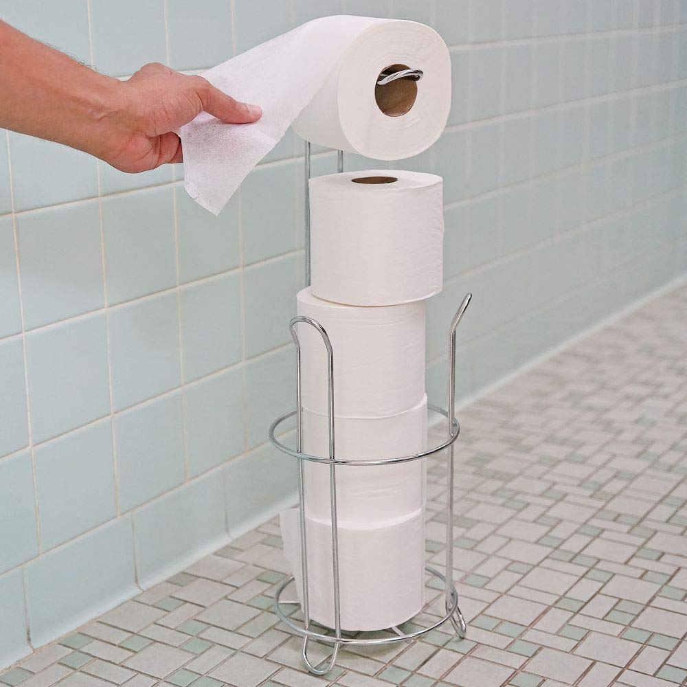 Southern Homewares Chrome Metal Quick Load Toilet Paper Holder - Space-Saving Bathroom Organizer for Homes, Apartments & RVs | Durable & Stylish TP Stand for Modern or Traditional Decor