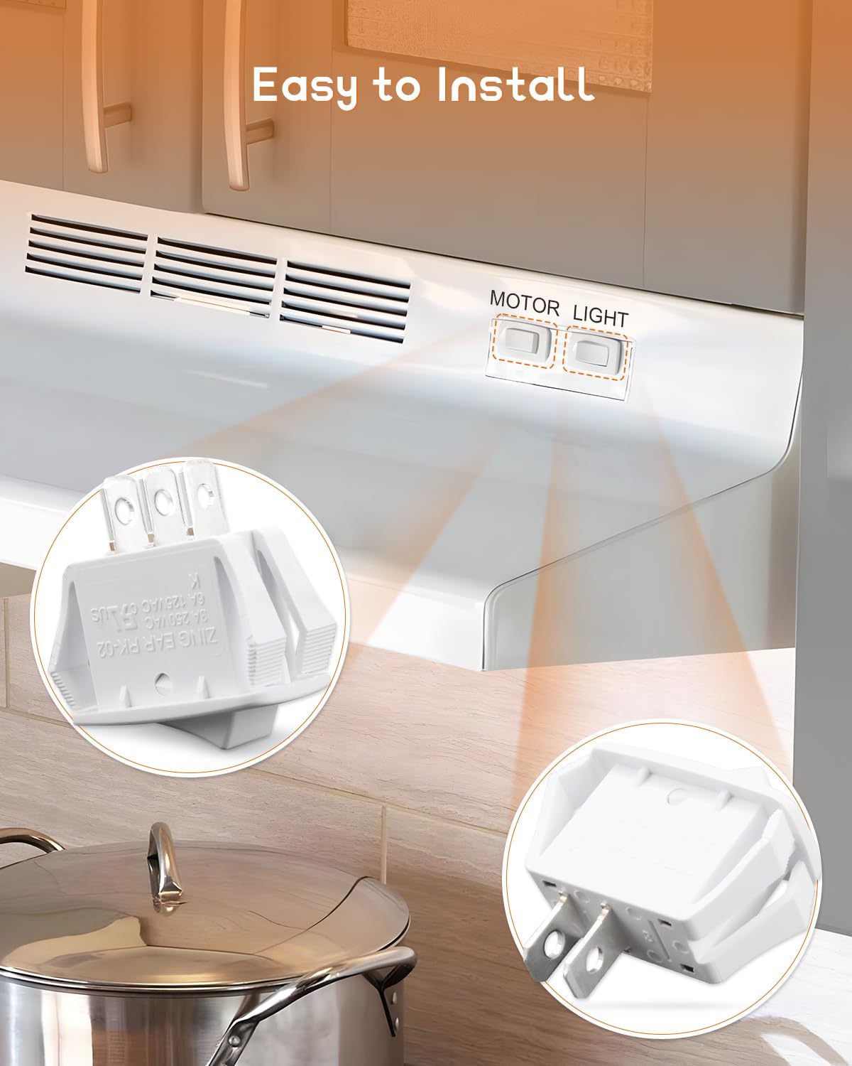 Broan Range Hood Fan Motor and Light Switch Kit Replacement - Compatible with Models S97016971, 97016971, 1194790, 97015617, 97015728 - Perfect for Kitchen Ventilation Repair and Maintenance