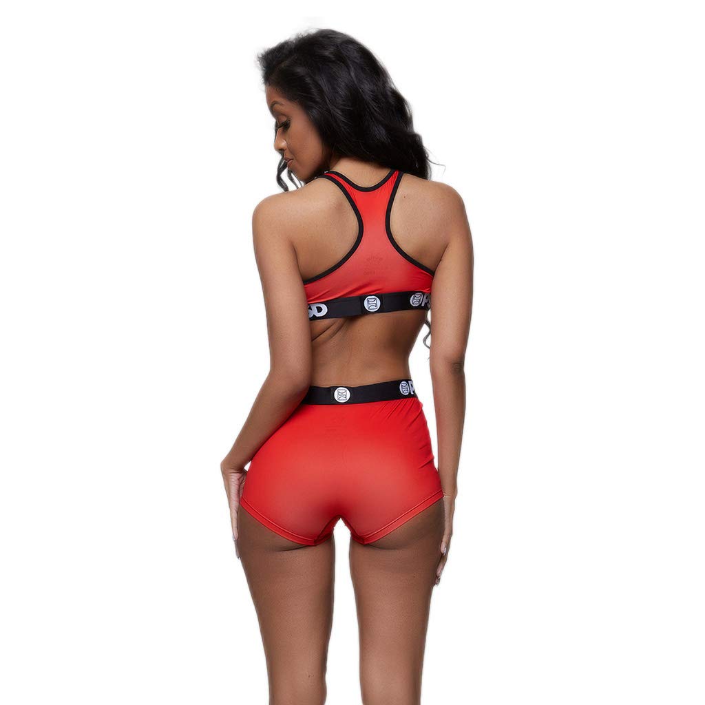PSD Women's Red Bb Outline Sports Bra - Medium Size, High Support Workout Top for Running, Yoga & Gym Fitness