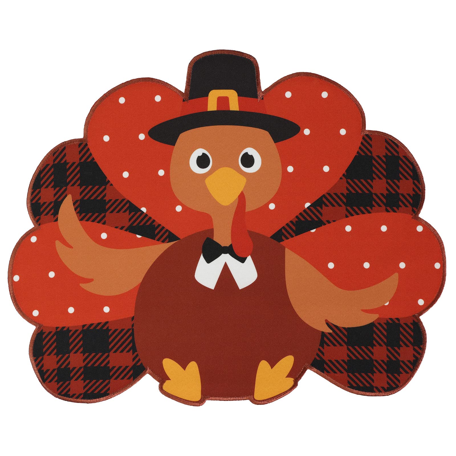 Thanksgiving Placemats Set of 4 - Fall Dining Table Decor in Orange Brown Plaid, Harvest Turkey Design for Autumn Thanksgiving Dinner | Perfect for Holiday Gatherings, Family Feasts & Seasonal Home Decor