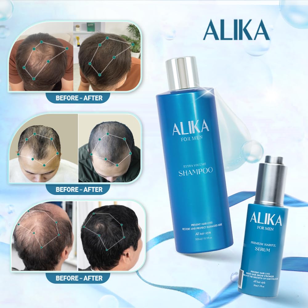 ALIKA Combo Shampoo & 2 Serum Set for Hair Growth in Men | Hair Loss Treatment for Dry, Oily & Normal Scalp | Promotes Thicker, Healthier Hair | Perfect for Daily Hair Care & Styling Routine