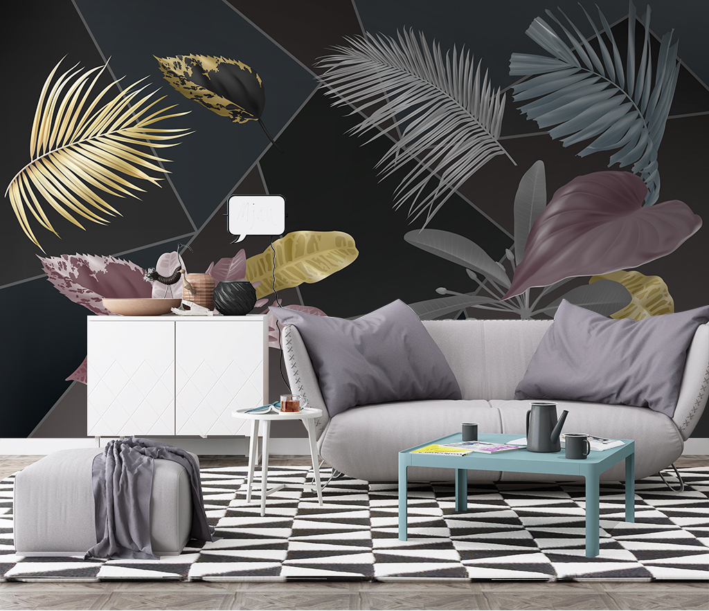 Premium Black Leaf Pattern Wallpaper Murals - Self-Adhesive Peel & Stick Wallpaper for Living Room, Bedroom, Home Decor (24