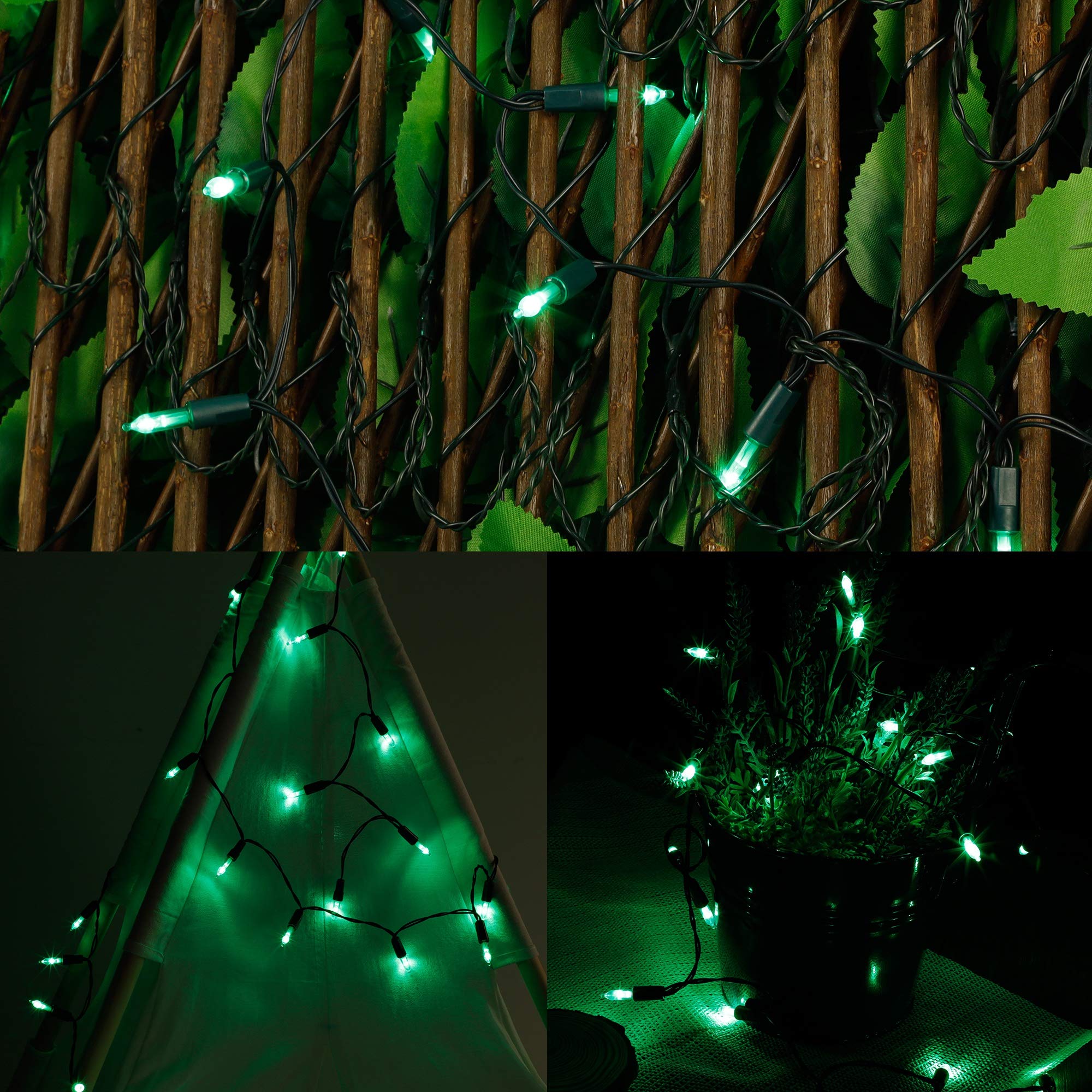 Twinkle Star 16ft Green Battery Operated LED String Lights - 8 Lighting Modes, Waterproof Outdoor Fairy Lights for St. Patrick's Day, Christmas, Wedding, Garden, Patio & Party Decorations | Perfect for Tree Trimming, Backyard Lighting and Holiday Celebrations