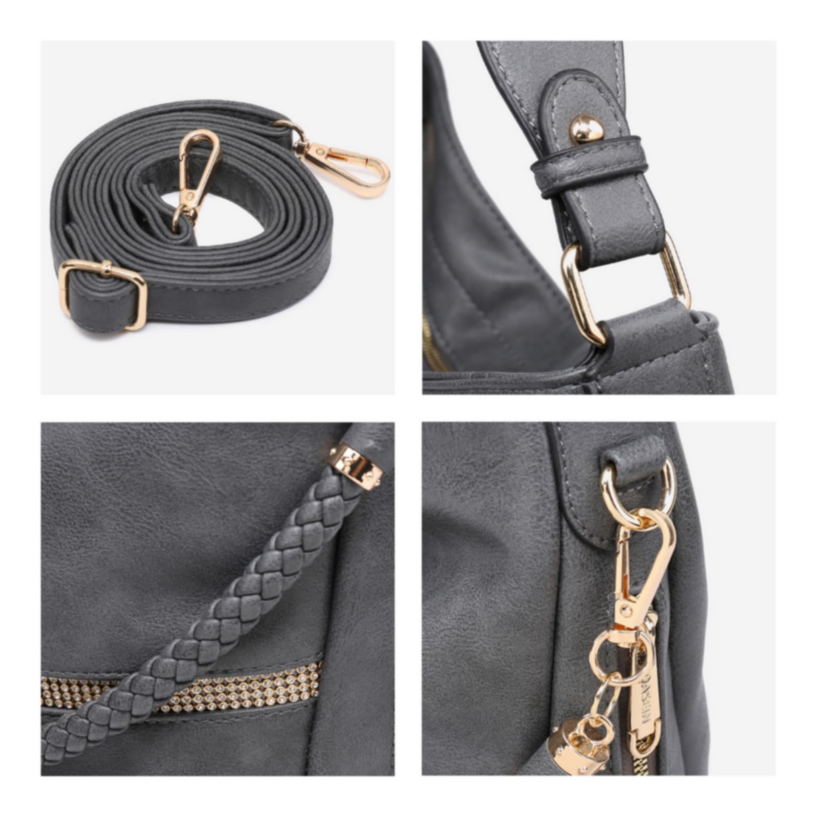 Dasein Vegan Leather Hobo Handbag for Women - Large Shoulder Bucket Purse with Long Strap, Perfect for Work, Travel & Everyday Use