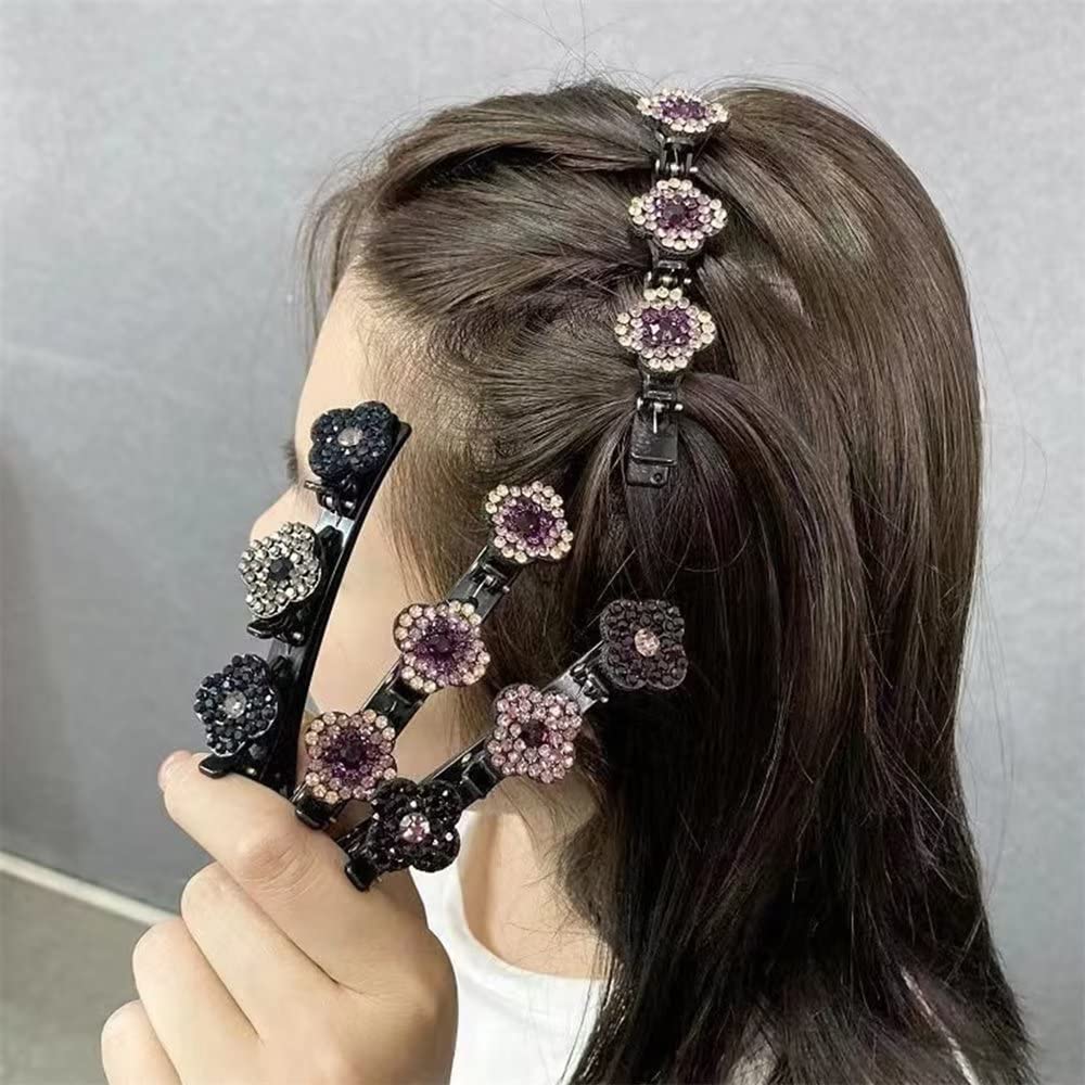 Sparkling Rhinestone Hair Clips for Women - Elegant Flower Hairpins for Styling