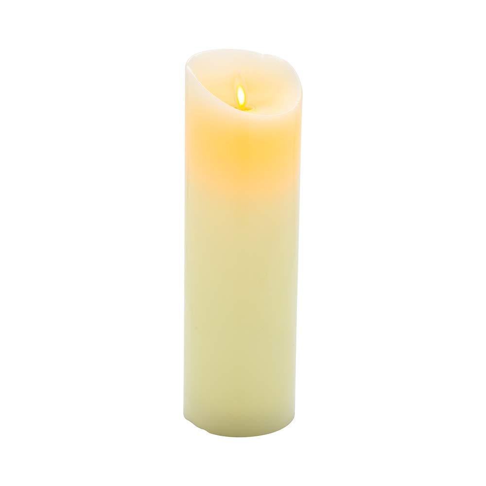 Fire Tek 3 x 8.7 Inch Flameless LED Pillar Candles - 10 Programmable Dancing Flame Battery Candles with Real Wax Look, Ivory Color for Home Decor, Weddings, Parties & Holiday Centerpieces (Remote Sold Separately) - Perfect for Romantic Dinners, Halloween Decor & Christmas Tablescapes