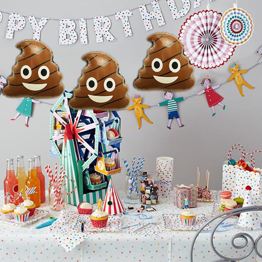 6Pcs Big Poop Balloon - Funny Aluminum Poo Foil Balloons for Birthday Party Decorations, Baby Shower, Halloween & Graduation Party Supplies - Perfect for Themed Parties & Prank Gifts