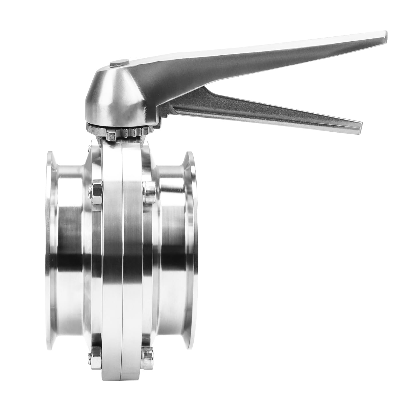 DERNORD 4 Inch Tri Clamp Butterfly Valve - Stainless Steel 304 with Trigger Handle - Food Grade Sanitary Valve for Brewing, Dairy, Pharmaceutical & Chemical Industries