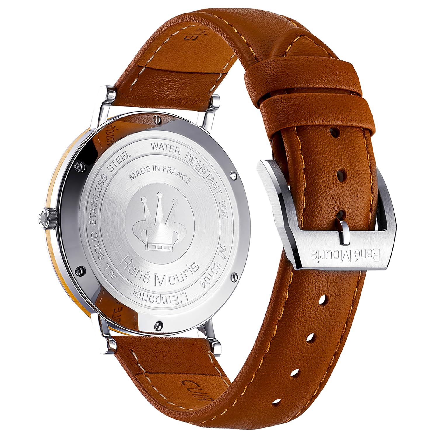 René Mouris L'Emporter Men's Luxury Quartz Watch - 41mm 316L Stainless Steel Case, Sapphire Coated Crystal, 50M Waterproof & Italian Leather Strap - Classic Dress Watch for Business, Formal Events & Everyday Wear
