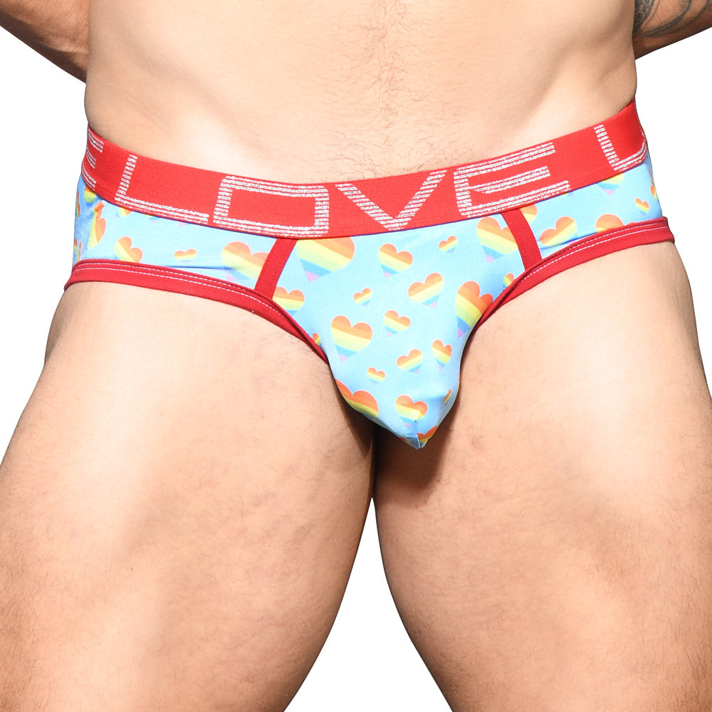 Andrew Christian Almost Naked Love Pride Hearts Brief - LGBTQ+ Pride Underwear for Men, Comfortable & Stylish Low Rise Briefs - Perfect for Pride Events, Date Nights & Everyday Wear