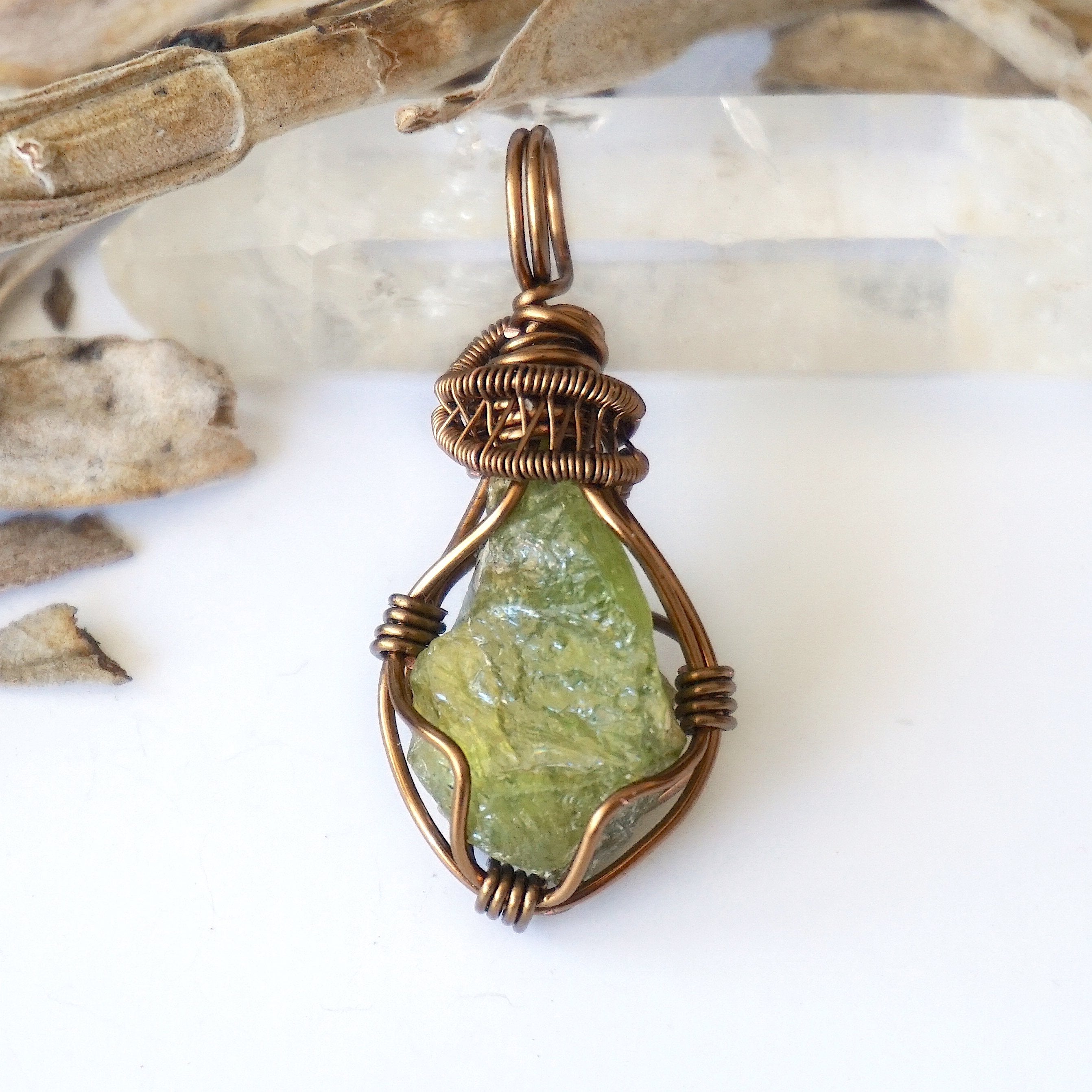 Raw Peridot Necklace in Antique Bronze - Natural Gemstone Jewelry for Women, Boho Chic Style | Perfect for Everyday Wear, Gift Giving & Special Occasions